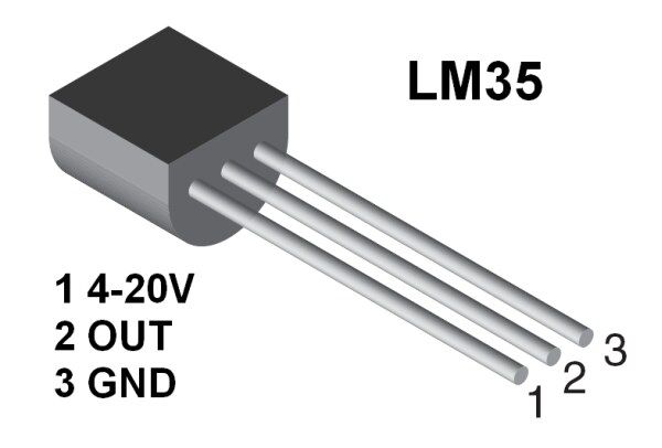 Temperatuur sensor LM35 pinout